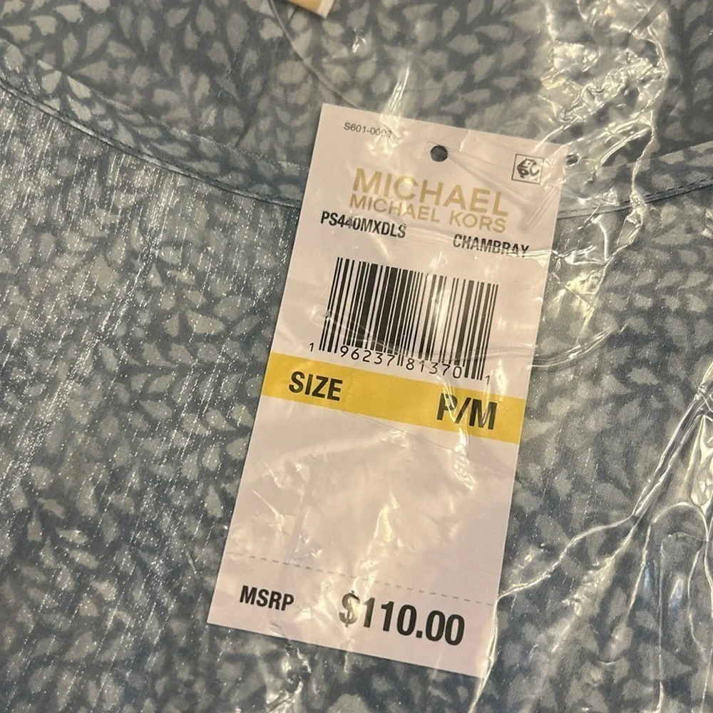 MICHAEL KORS PETAL PRINT BLUE TOP